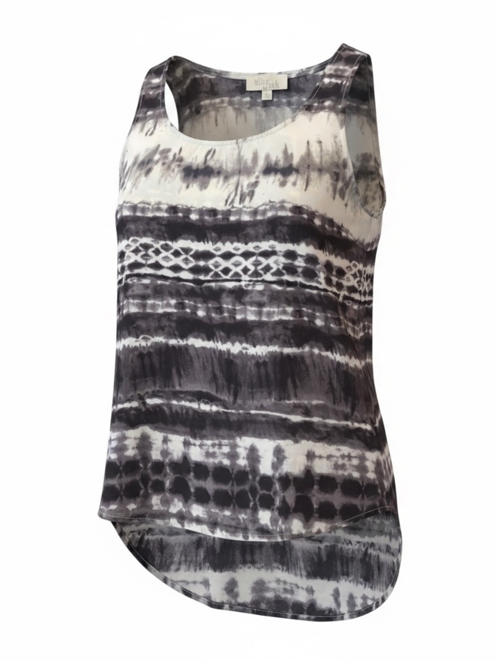 Olive & Oak Black and White Tie-Dye Scoop Neck Tank